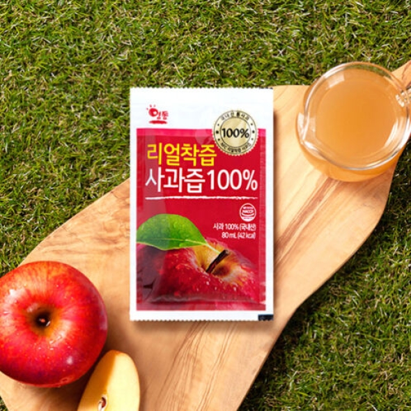 [리얼착즙] 물한방울 넣지않은 사과즙 100% 80ml (30포~120포)