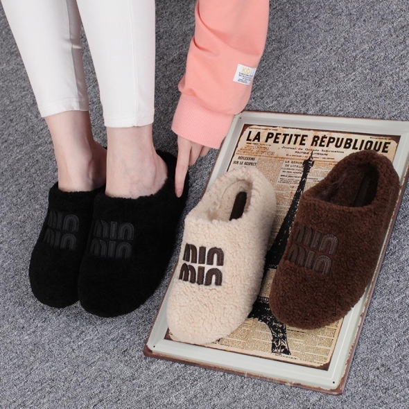 [개성시대] 여성 2.5cm 진밤 베이직 털슬리퍼 데일리