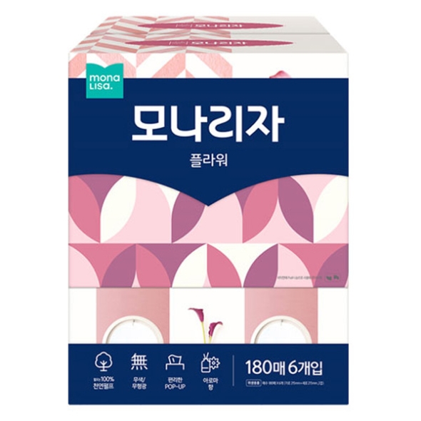 [모나리자] 플라워 각티슈 180매x6입