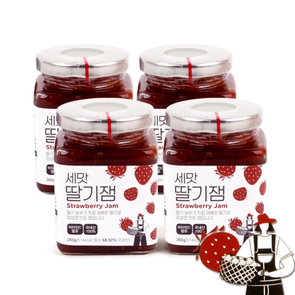 [딸기농부] 농부가 직접 재배한 딸기로 만든 딸기잼 2병/4병(병당 260g)
