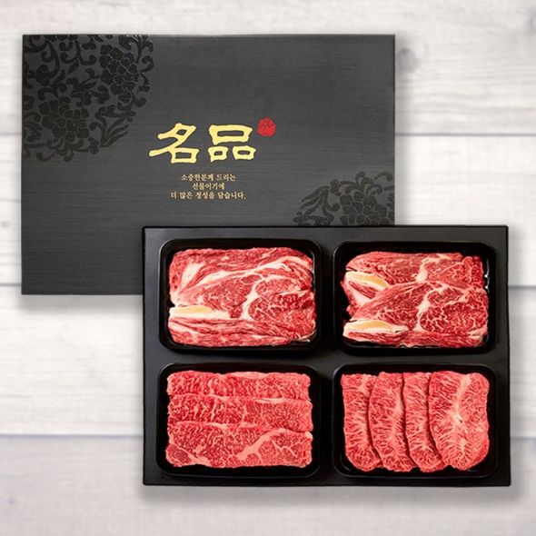 1등급 숙성한우 선물세트 프라임 3호 1.6kg (등심400g, 등심400g, 채끝400g, 부채 400g)