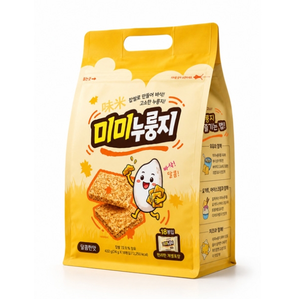 [전통과자] 달콤한 미미 누룽지스낵 1봉/2봉/3봉 (봉당432g18입/낱개포장)