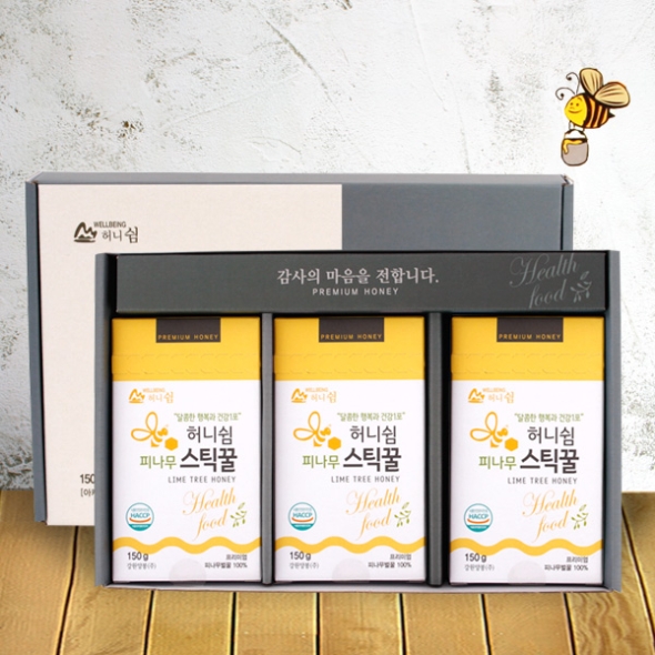[강원양봉] 프리미엄 피나무 스틱꿀 선물세트 (15gx10개입x3박스)/쇼핑백포함