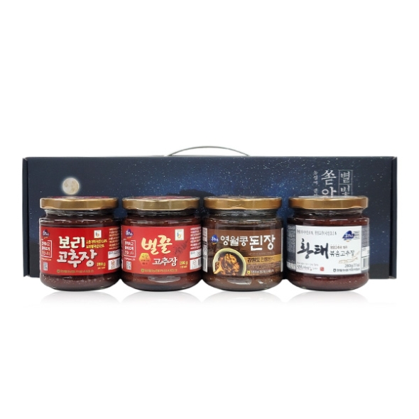 [영월농협] 동강마루 장맛장류 4종세트 (벌꿀고추장280g,보리고추장280g,황태볶음고추장280g,영월콩된장250g)