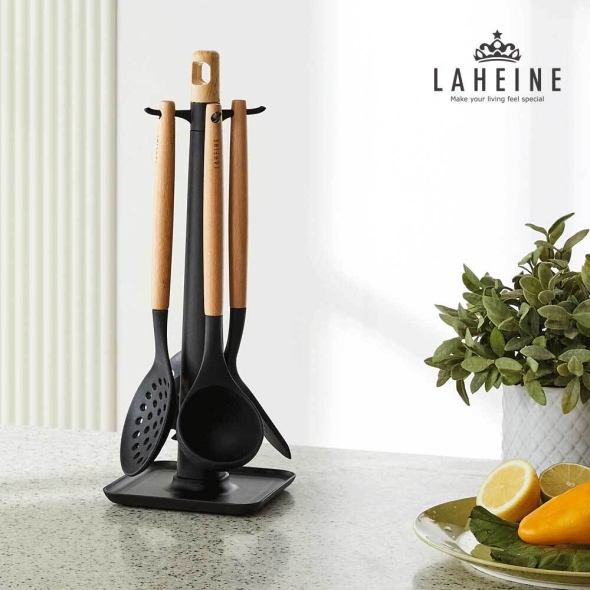 [신한카드 할인][라헨느] 더 퀸 포토프 실리콘 우드 프리미엄 키친툴 5종 세트