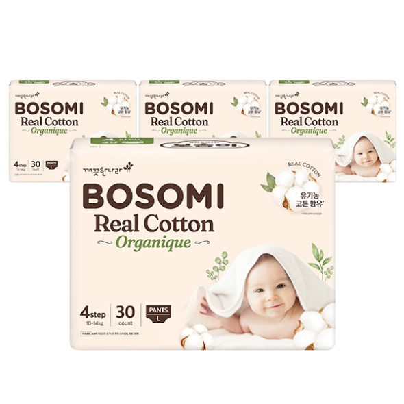 보솜이 리얼코튼 오가니크 팬티 대형 30매 x 4팩