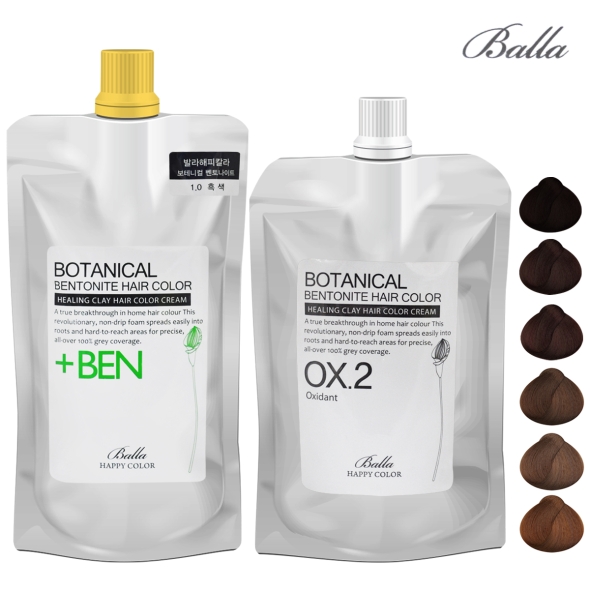 루헤나 천연 보테니컬 벤토나이트 헤어 칼라 크림 (저자극 미용실 염색약) 1제 500g + 2제 500g 대용량