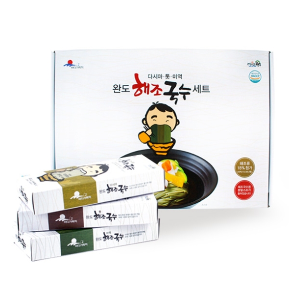 [완도바다] 해조국수3종세트(다시마/미역/톳국수 각500g+스프동봉)