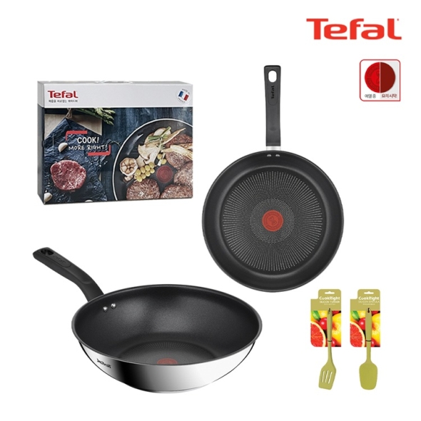 테팔 딜리셔스 IH 티타늄 코팅 프라이팬 28cm 궁중팬 28cm 실리콘 조리도구 2종 스테인리스 스틸