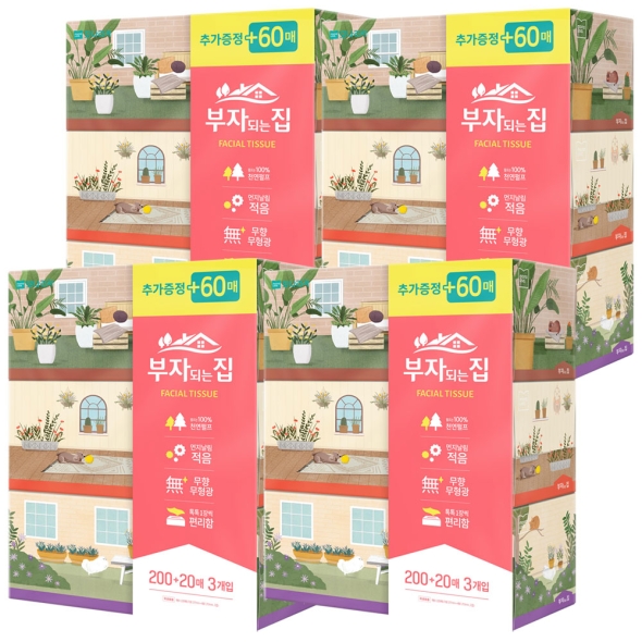 모나리자 부자되는집 FT 200+20매*3입 4팩