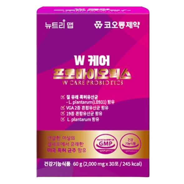 [코오롱제약] W케어 프로바이오틱스 질유래 유산균 2g x 30포 1+1세트