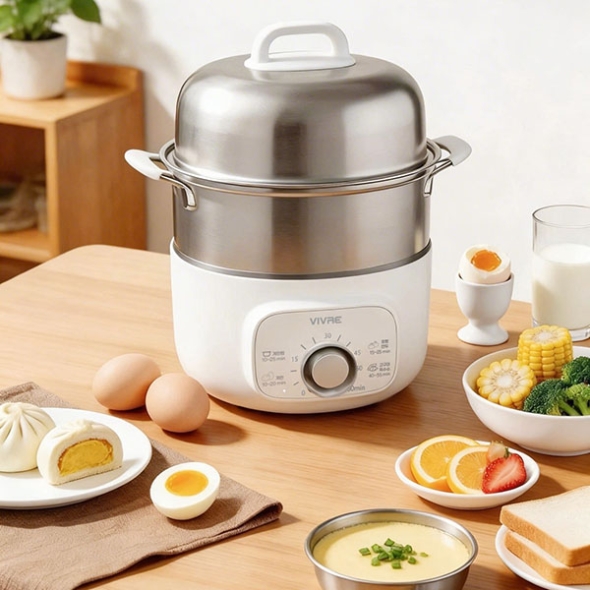 비브르 2단 올스텐 계란찜기 자동타이머 다용도 스팀 VST600