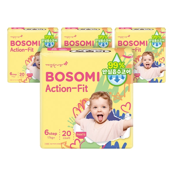 보솜이 액션핏 팬티 점보 20매 x 4팩