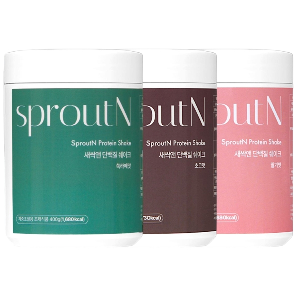 [특별할인] 국내산 원료 새싹앤 맛있는 식사대용 단백질쉐이크 프로틴 파우더 보충제 400g 3종 택1