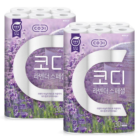 [코디]  쌍용 CODI 코디 라벤더 스페셜 30m 3겹 30롤 x 2 (60롤)