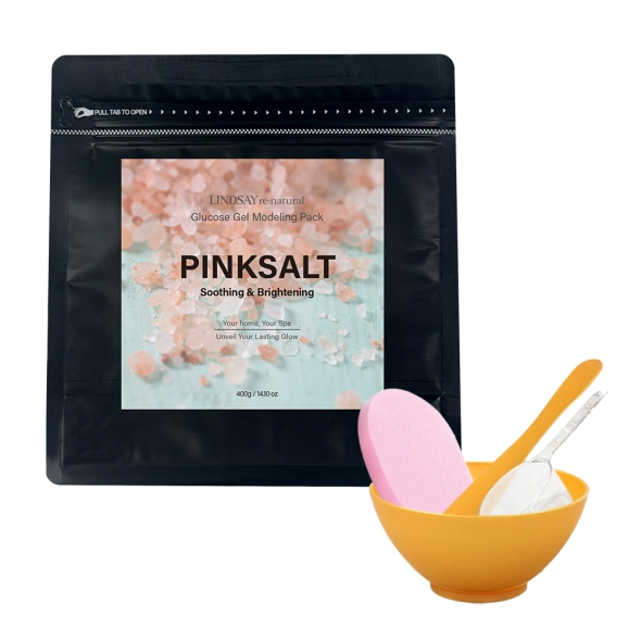[특별할인] 린제이 리네추럴 저자극 미네랄 및 아미노산 환한피부 피부진정 핑크솔트 모델링팩 400g(팩도구+해면 증정)