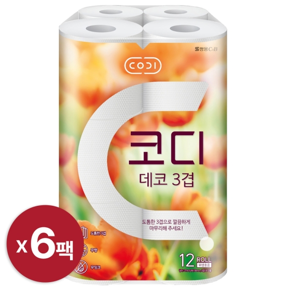 [코디]  쌍용 CODI 코디 데코 3겹 27m 12롤 x 6 (72롤)