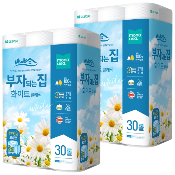 모나리자 부자되는집 화이트클래식 20m*30롤2팩