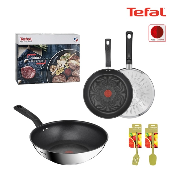 테팔 딜리셔스 IH 프라이팬 24cm + 28cm 궁중팬 28cm 실리콘 조리도구 2종 티타늄 코팅 스테인리스 스틸