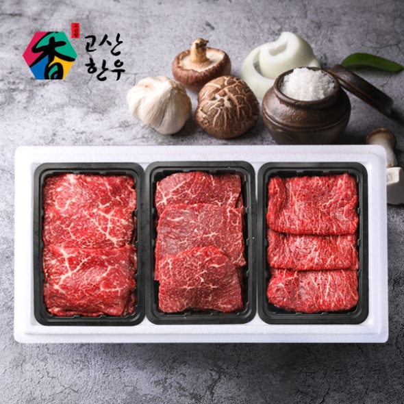 [고산한우] 1등급이상 암소정육세트 정성드림4호(1.2kg)/불고기400g+국거리400g+산적400g