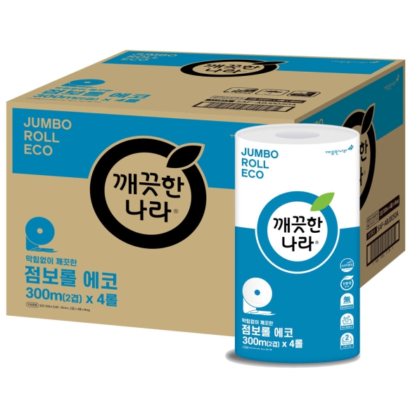 깨끗한나라 에코점보롤 화장지 300m 4롤 4입