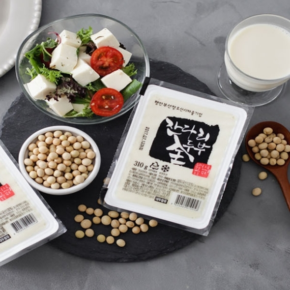 국내산 대두 100% 잔다리 전두부 연두부 비지를 빼지 않은 땡글한 Non gmo 310g 4모