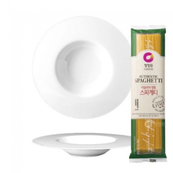 [만원의 행복][[본차이나] 프리미엄 매니퐁듀 10.5인치 파스타 접시(증정:청정원 스파게티면 500g)