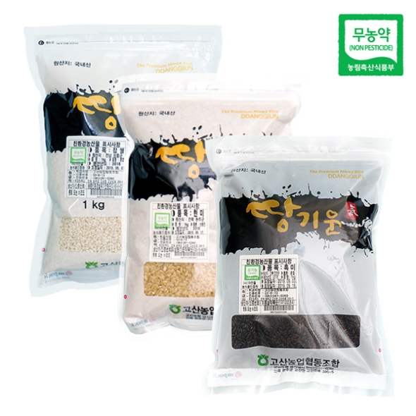 [고산농협] 친환경 땅기운 찹쌀/현미/흑미 각1kg(3kg)
