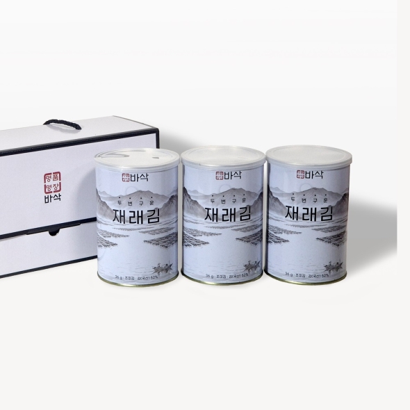 3캔 두번구운 재래김 캔김 명품명장 바삭 광산김 조미김 명절 선물 세트 국내산 설날