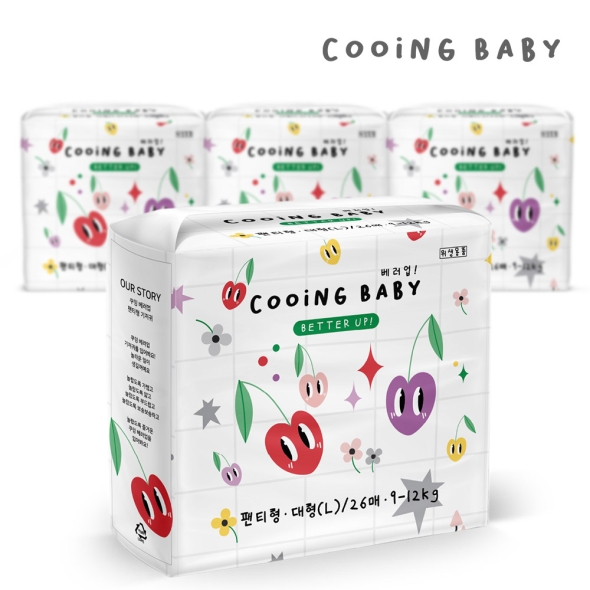 쿠잉 베러업 풀커버 팬티기저귀 대형(L) 26매 x 4팩