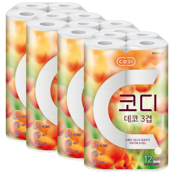 [코디]  쌍용 CODI 코디 데코 3겹 27m 12롤 x 4 (48롤)