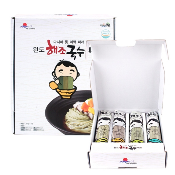[완도바다] 해조국수4종세트(다시마/미역/톳/파래국수 각250g)