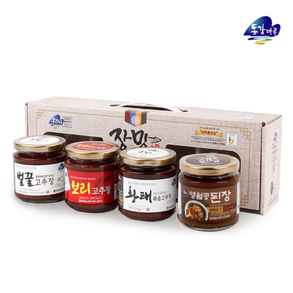 [영월농협] 동강마루 장맛장류 4종세트 (벌꿀고추장280g,보리고추장280g,황태볶음고추장280g,영월콩된장250g)