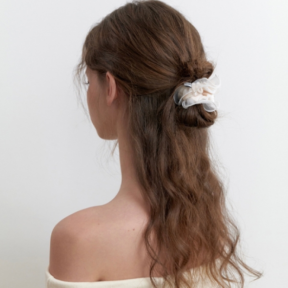 카인더베이비 벨벳 로맨틱 메쉬 레이스 스크런치 - 크림