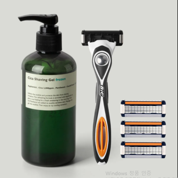 [레이지소사이어티] 시카 쉐이빙젤 프로즌 면도세트 (면도핸들 + 5중날 4개입 + 시카 쉐이빙 젤 프로즌 250ml)