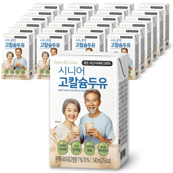 시니어 고칼슘 두유 어르신 노인 국내산서리태 단백질 칼슘 140ml 24팩 