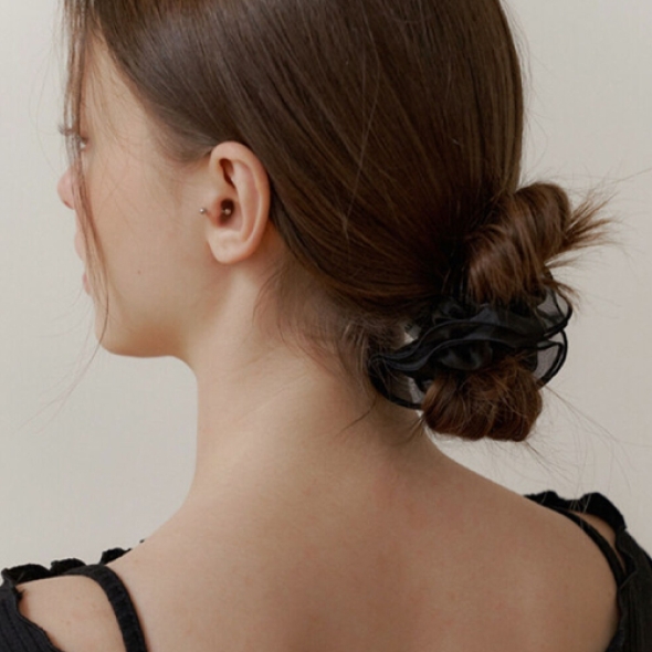 카인더베이비 로맨틱 메쉬 레이스 스크런치 - 블랙