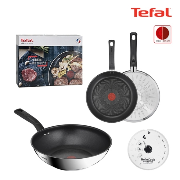 테팔 딜리셔스 IH 프라이팬 24cm + 28cm 궁중팬 28cm 종이덮개(50매) 티타늄 코팅 스테인리스 스틸