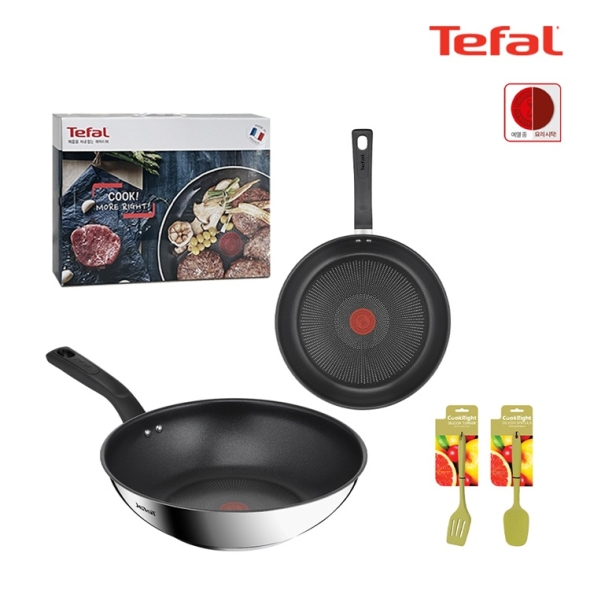 테팔 딜리셔스 IH 티타늄 코팅 프라이팬 24cm 궁중팬 28cm 실리콘 조리도구 2종 스테인리스 스틸
