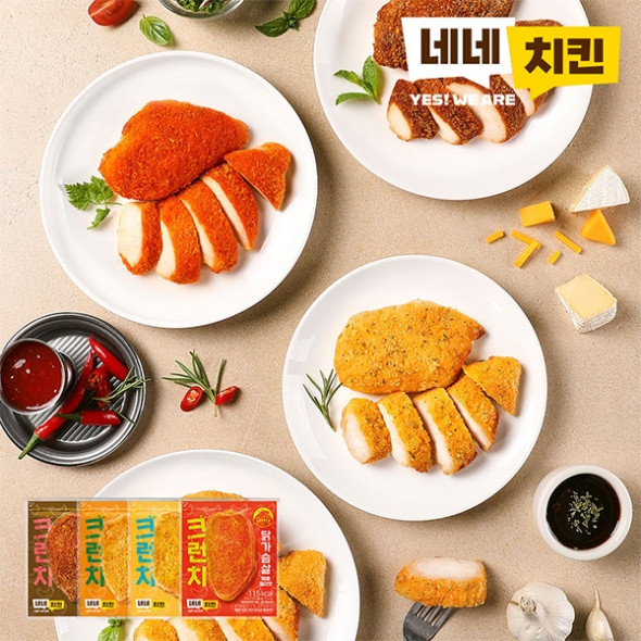 [네네치킨] 네꼬닭 크런치 닭가슴살 24팩 패키지(맛별 6팩씩)/칠리6+이리지널6+갈비6+치즈6
