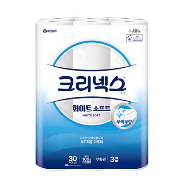 [크리넥스] 화이트 소프트 3겹 30m 30롤
