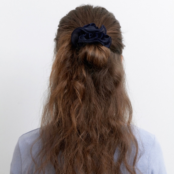 카인더베이비 벨벳 로맨틱 메쉬 레이스 스크런치 - 네이비