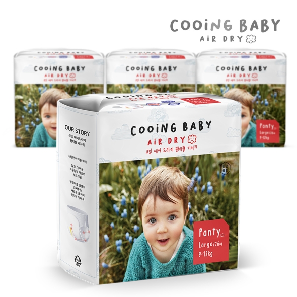 쿠잉 에어드라이 풀커버 팬티기저귀 대형(L) 26매 x 4팩