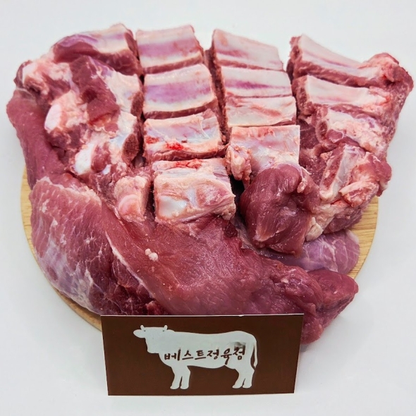 [베스트정육점]국내산 한돈 암돼지 생돼지갈비 1.5kg (3~4인분)