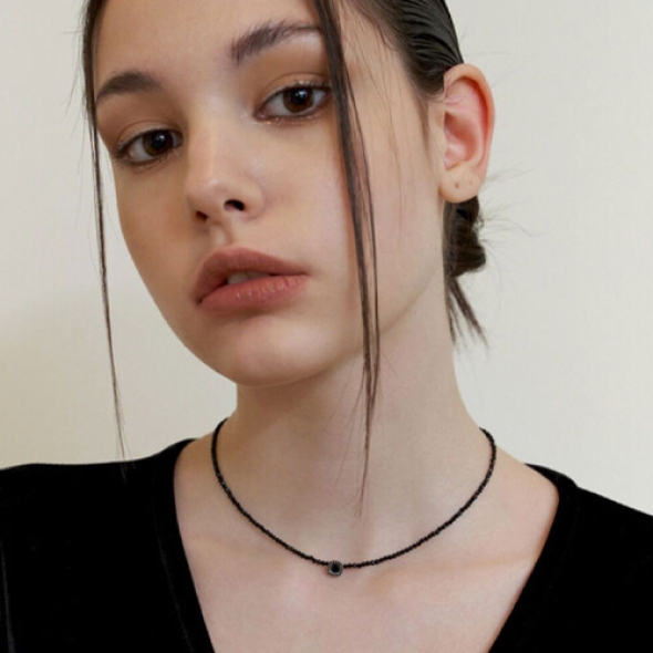 [복사] 카인더베이비 펄 새틴 블랙 스크런치