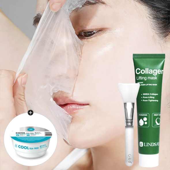 [특별할인] 린제이 콜라겐 리프팅 랩핑 마스크 결광팩+팩브러쉬(모델링 컵팩 증정)