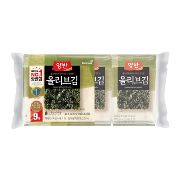 [동원] 양반 올리브김[식탁9P(9매)] x 6개 (54봉) (003911497)
