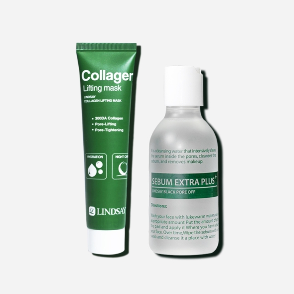 [특별할인] 린제이 콜라겐 리프팅 랩핑 마스크 결광팩+린제이 피지연화제 세범