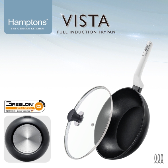 햄튼 비스타 풀인덕션 C3코팅 궁중팬 28CM+유리커버(28W28G)