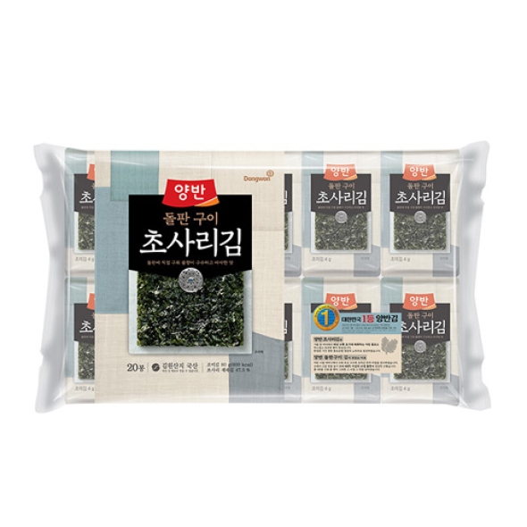 [동원] 양반 돌판구이 초사리김[식탁20P(8매)] x 2 (40봉) (003911500)
